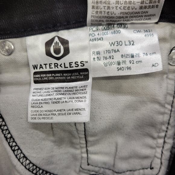 Levi's 514 Jeans Men's Black Regular Straight Stretch Dark Wash Tag Size 30x32 - Picture 3 of 8